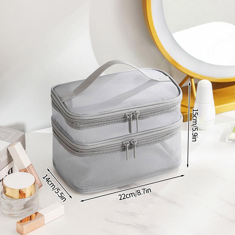 Women Mesh Cosmetic Bag Travel Zipper Toiletry Bags Black Makeup Organizer Female Lipstick Storage Pouch Toiletry Beauty Case