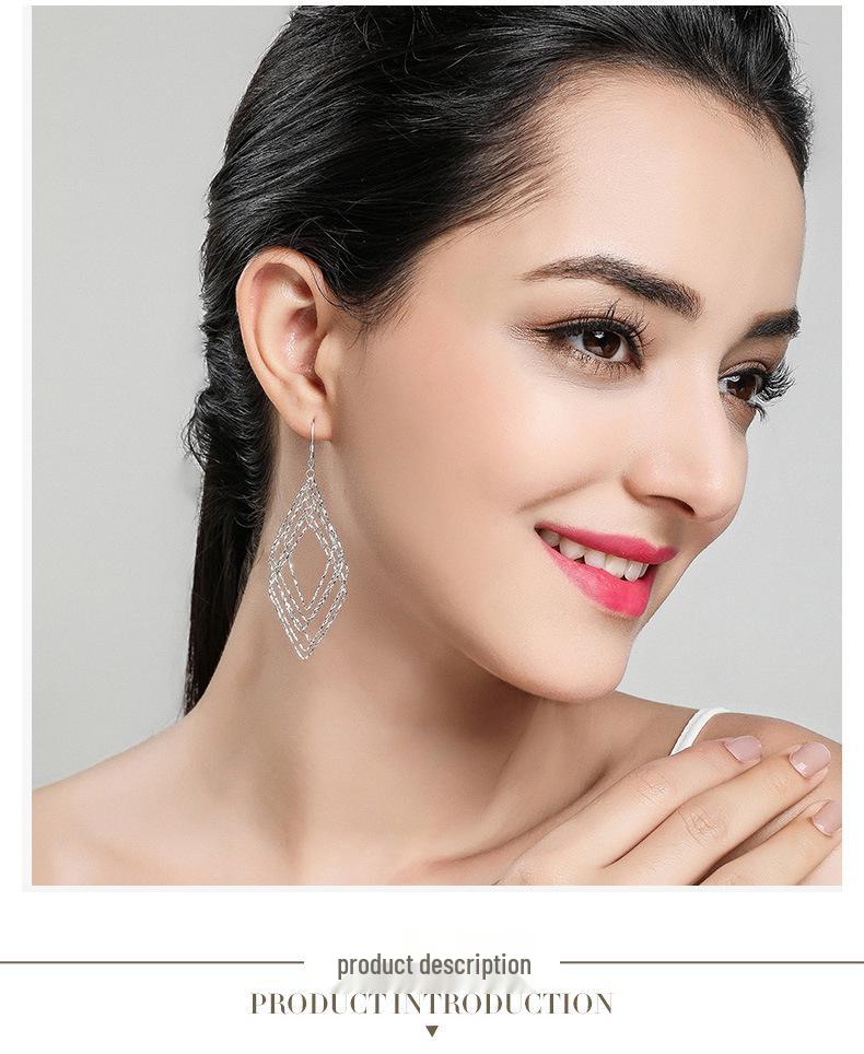 S925 Sterling Silver Rhombus Earrings: 2025 European & American Light Luxury Fashion for Women