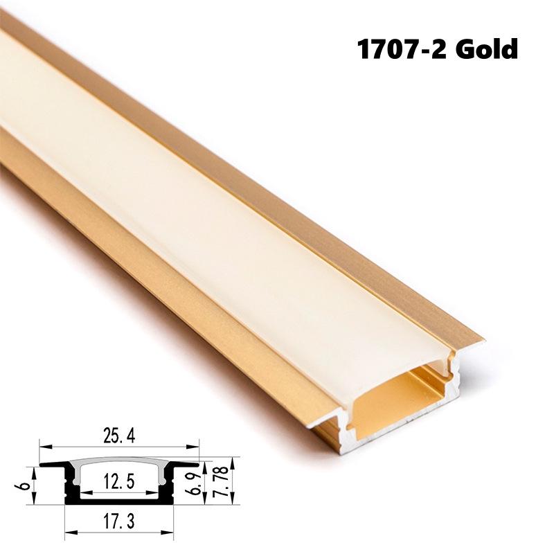 0.5/1m Rose Gold U/W Style LED Aluminum Profile Milky Cover Bar Lamp Cabinet Closet Background Corridor Decor Linear Strip Light
