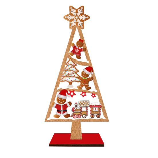 Christmas Ornament Santa Claus Snowman Elk Wooden Tree Desktop Decoration Festive Atmosphere Party Decor