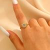 Retro Charm Sparkling Full Zircon Sun Flower Start Adjustable Opening Ring for Women Stainless Steel Finger Jewelry Accessories