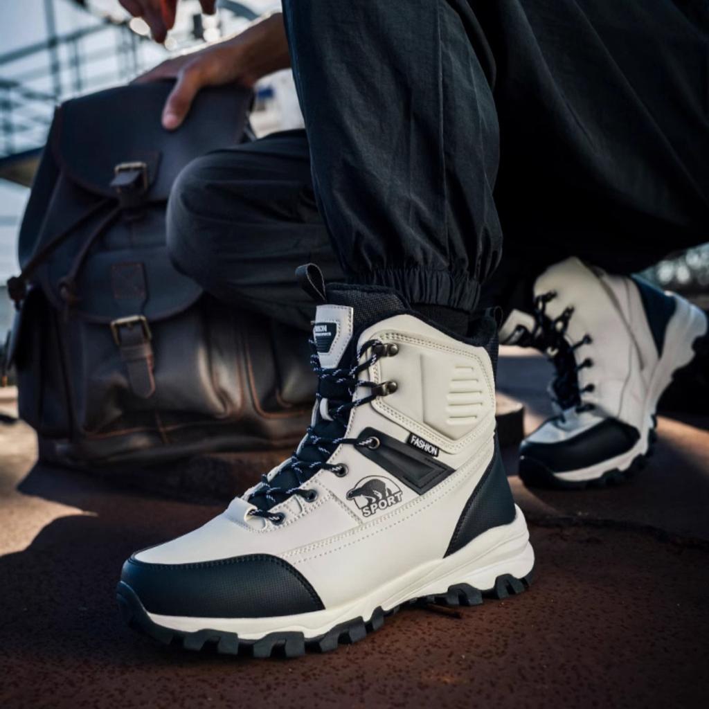 Men's Winter Warm Snow Boots With Fur Lined Outdoor Anti-Slip Waterproof Walking Ankle Booties for Male Comfortable Hiking Mid-Calf Boots Shoes