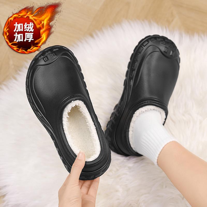 Winter velvet warm cotton shoes waterproof and non-slip black labor insurance shoes