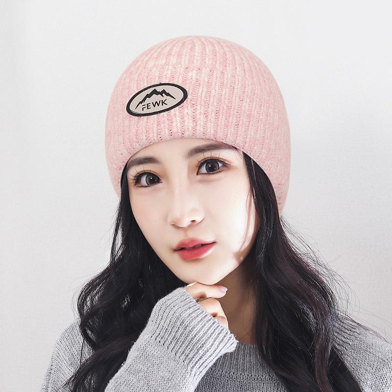 

Корейская шапка-бини из шерсти с цветными блоками: Большой обхват головы, Теплый и Универсальный для Осени/Зимы, Женская Коллекция 2025 Adjustable