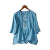 Fashionable Women's Cotton And Linen Short-sleeved Pullover Top With Embroidery, , Loose Fit, Slimming, Versatile Cotton And Linen T-shirt.