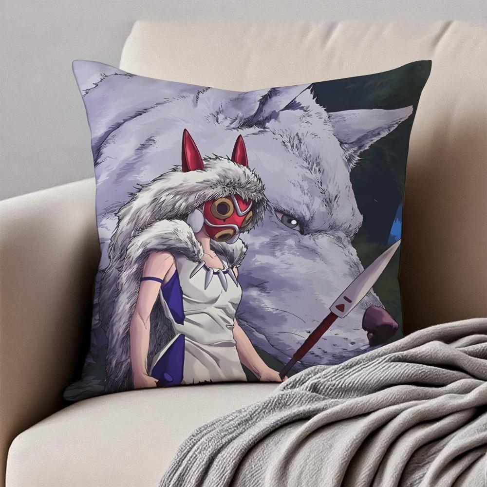 Fantasy Japanischer Anime Prinzessin Mononoke Kissenbezug Staubmilbenresistent Unsichtbarer Reißverschluss Kurzer Plüsch Sofakissen