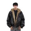 Men Vintage Reversible Faux Fur Lined Winter Padded Jacket