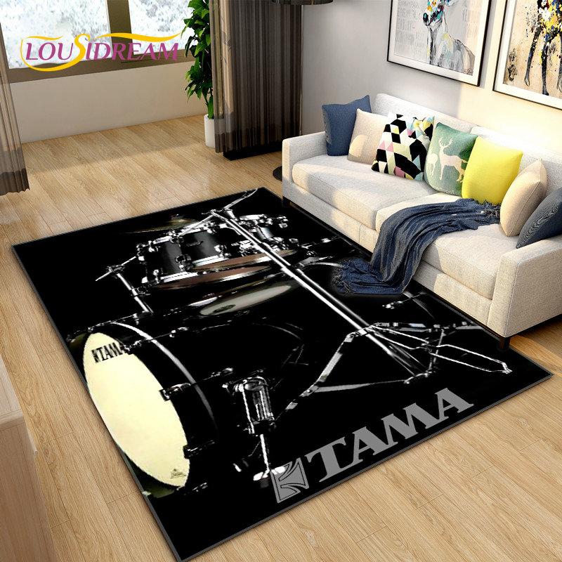 Drum Kit Music Instruments Area Rug Large,Carpet Rug for Living Room Bedroom Sofa Doormat Decoration,Kitchen Non-slip Floor Mat