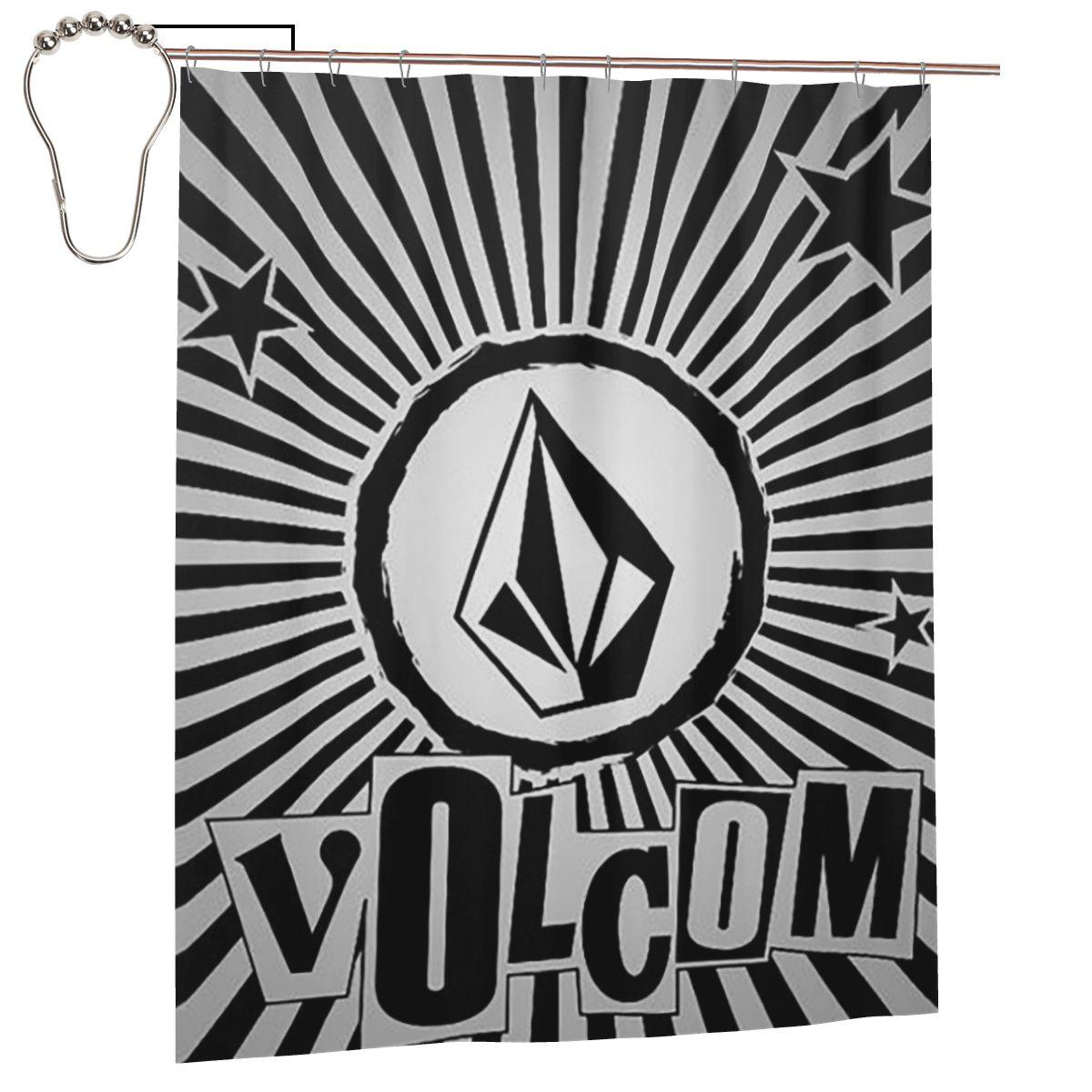 

V-Volcom Logo Shower Curtain Bathroom Polyester Waterproof Bath Curtains With Hooks W60H190(CM)-1 Pcs