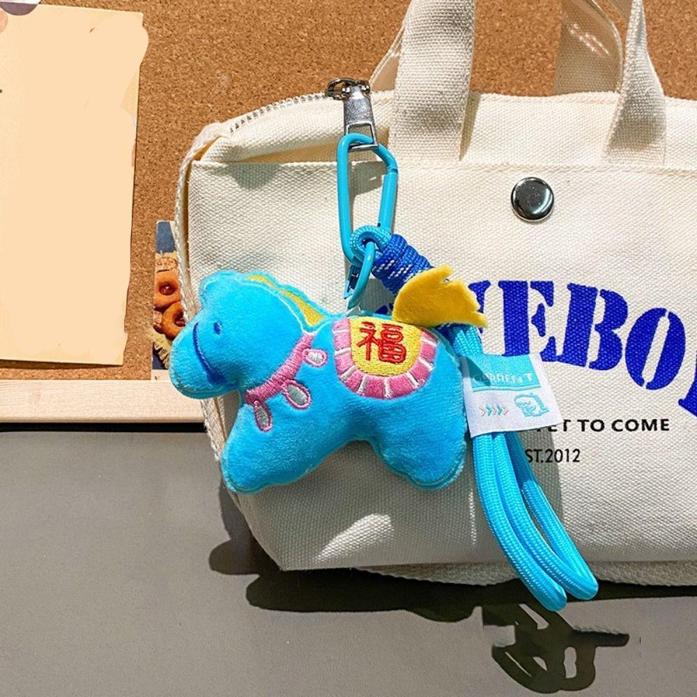 Hanging Decor Horse Year Key Ring Cute Design Pony Plush Pendant Backpack Decoration