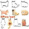 5 Piezas Lindo Gato Cortador de Galletas Molde Sándwiches Frutas Cortador Formas Molde para Galletas Herramienta de Molde para Hornear Galletas DIY