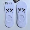5 Pairs of Men and Women Shallow Socks Spring and Summer Tide College Style Creative Leisure Short Purple White Rubber Cotton Socks Wholesale