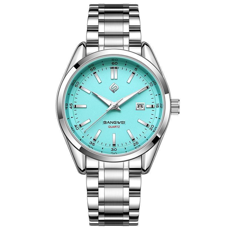 

LIGE Бренд Bangwei Мода Роскошные Кварцевые Мужские Часы Бизнес Нержавеющая Сталь Классические Простые Водонепроницаемые Дата Мужские Кварцевые Часы светло-синий