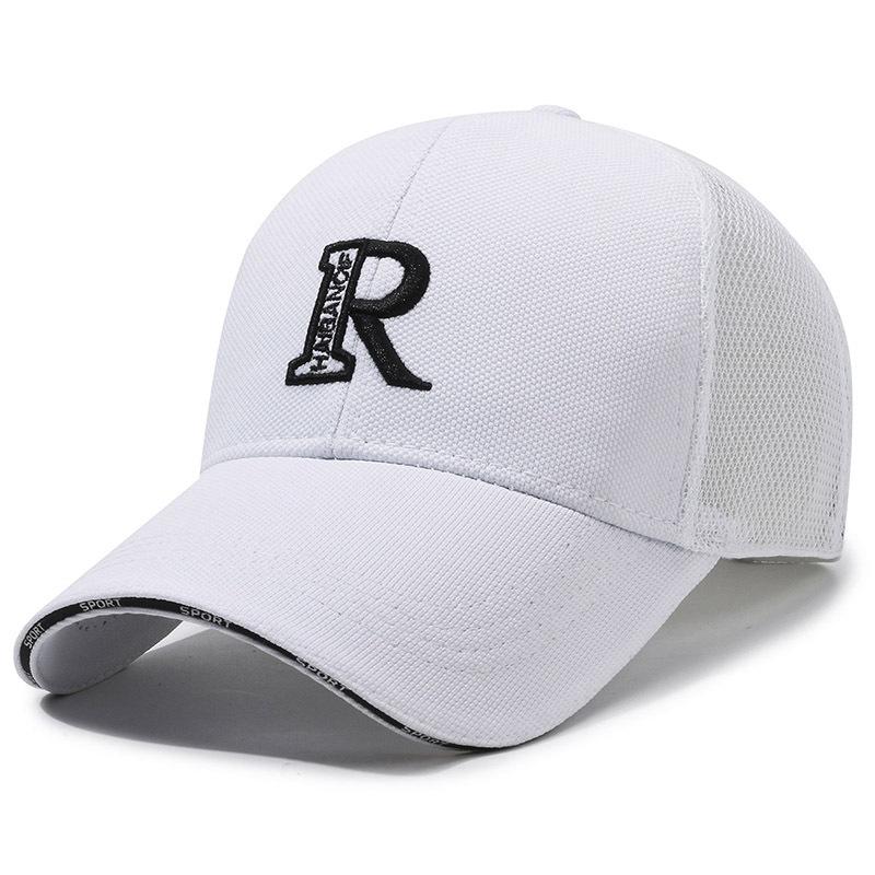 Trendy men s baseball cap - black & white r logo, deep crown, wide brim, hard top, unisex duckbill cap Adjustable белый