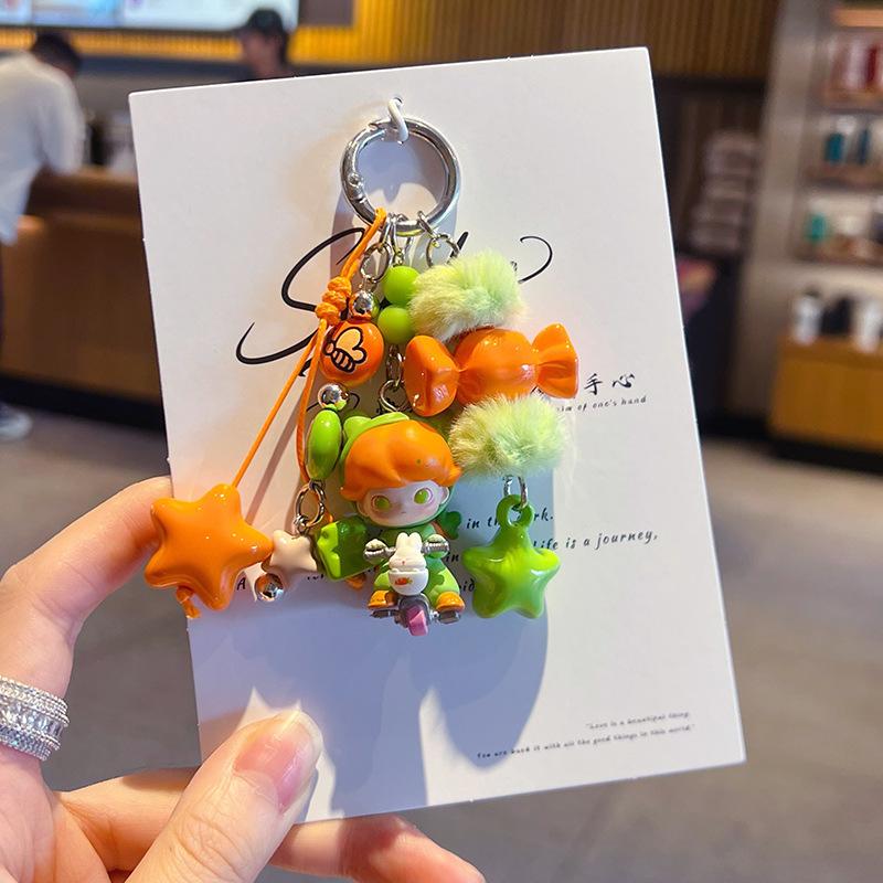 Ручная работа DIY Милая кукла-малыш с зернышками Брелок Маленький кулон Бусины Маленькая сумка для ношения Цепочка для мобильного телефона Кулон-кукла