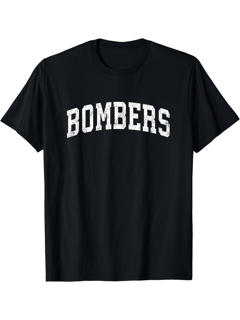 Bombers Mascot Vintage Athletic Sports Name Design T ShirtComfortable Tee Graphic Print Shirt AllSeason Tee for Everyday Outdoor ActivitiesSame Style