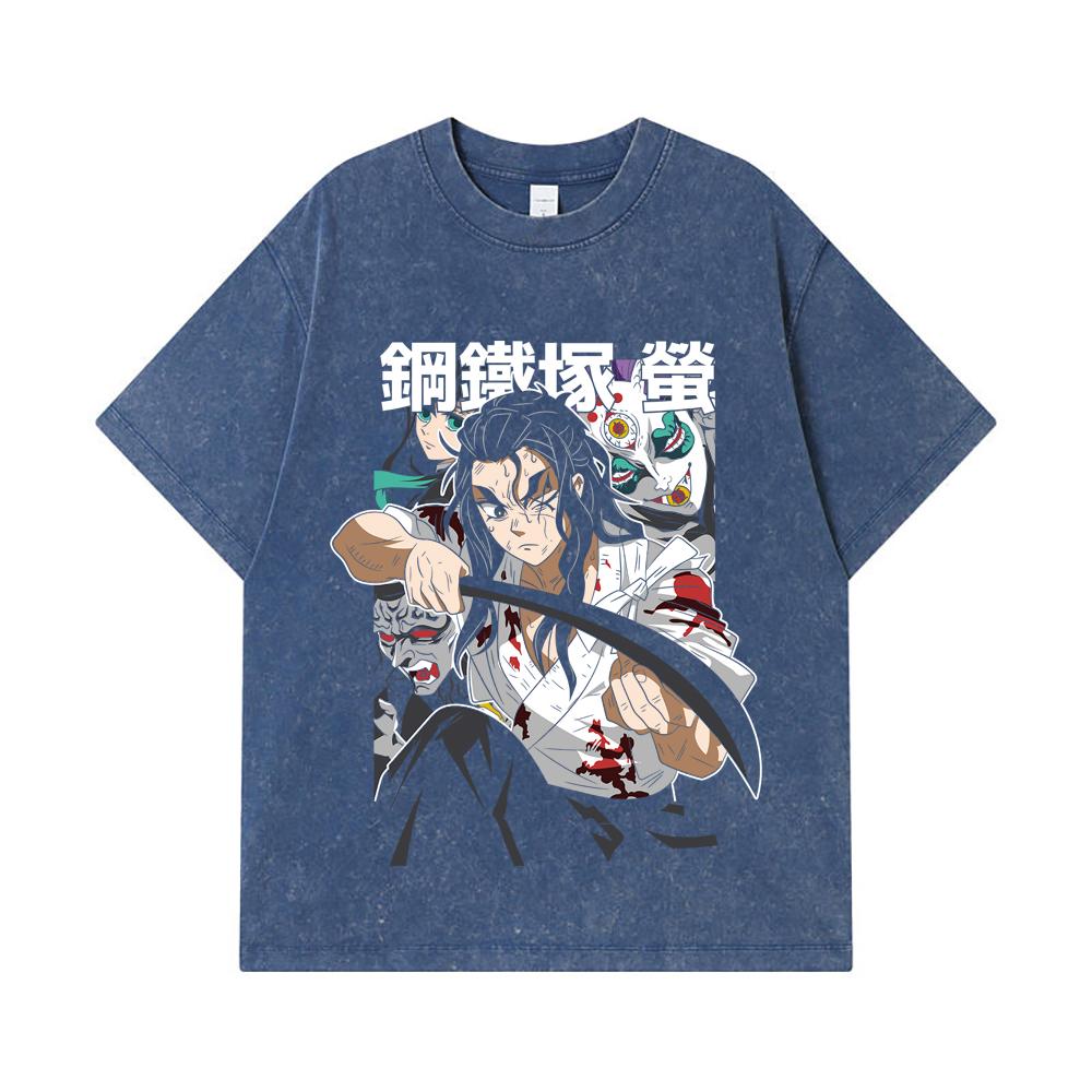 275 GSM Washed T-shirts 100% Cotton Demon Slayer V27 Haganezuka Print Unisex Heavy Cotton T Shirt