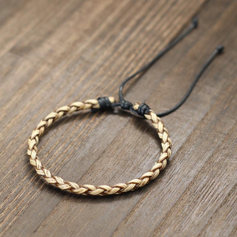 Simple Style Handmade Genuine Leather Bracelet Men Adjustable Wax Rope Leisure Accessories Gift For Him Pulseiras Masculina