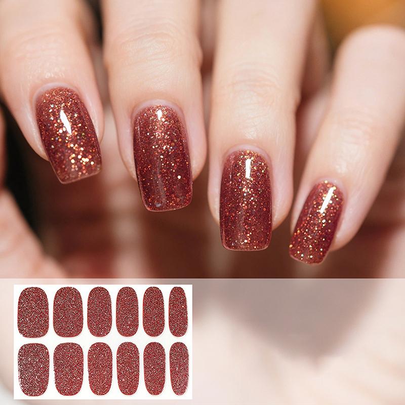 Gradient-Stil Nagellack-Aufkleber Set Selbstklebend Wasserdicht Glitzer Falsche Nagel-Aufkleber