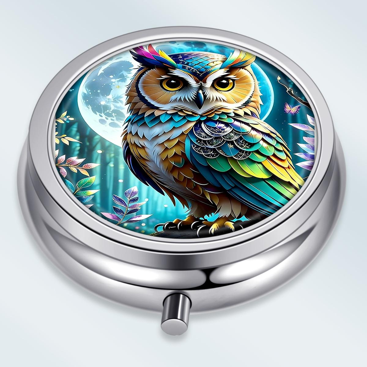 

Portable Pill Box with 3 Compartments, Mini Metal Medicine Organizer Case, Cute Printed Pill Container for Vitamins, Pills, Jewelry, Travel, Daily Use