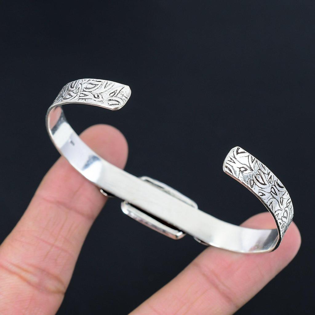 Promoção de Halloween Prata 925 Mogno Obsidiana Gema Esposa Bracelete Lua Crescente