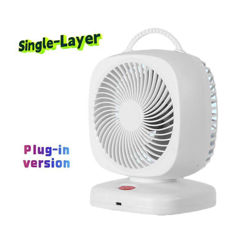 Neuer tragbarer kleiner Ventilator, doppelköpfiger, rotierender elektrischer Tischventilator, doppelschichtiger Umwälzventilator für den Haushalt