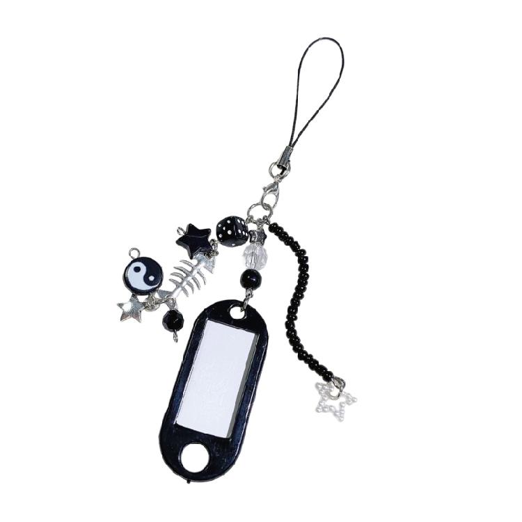 1Pc/2Pcs TaiChi Beaded Keychain Photo Locket Plastic Jewelry Accessory Lightweight Design Bag Hanging Decoration
