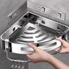 304 Stainless Steel Double-Layer Bathroom Shelf with Rod & Hooks