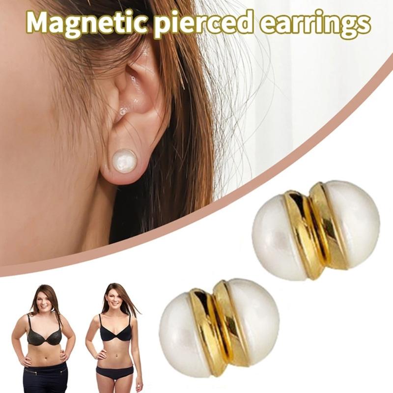 Fashion Elegant Cat-Eye Stone Magnetic Ear Clip for Women Weight Loss Acupoints Stud Earrings Without Piercing Jewelry