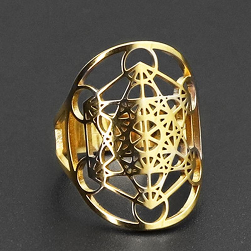 

Ретро Золотое Кольцо из Нержавеющей Стали с Вырезом в виде Гексаграммы