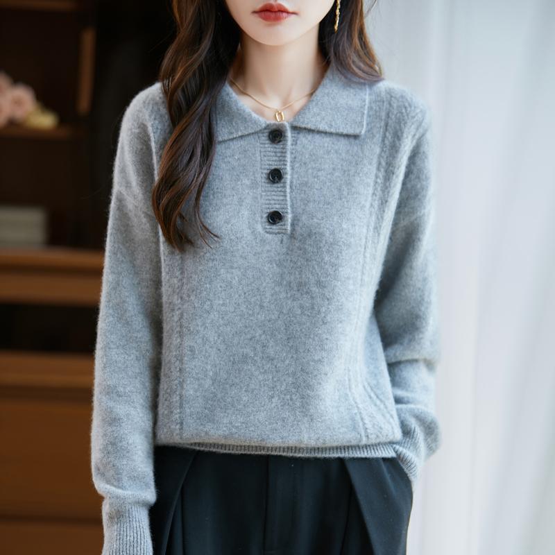 Women's cashmere sweater Qinghe cashmere 30% cashmere 70% wool autumn and winter pullover warm and fashionable