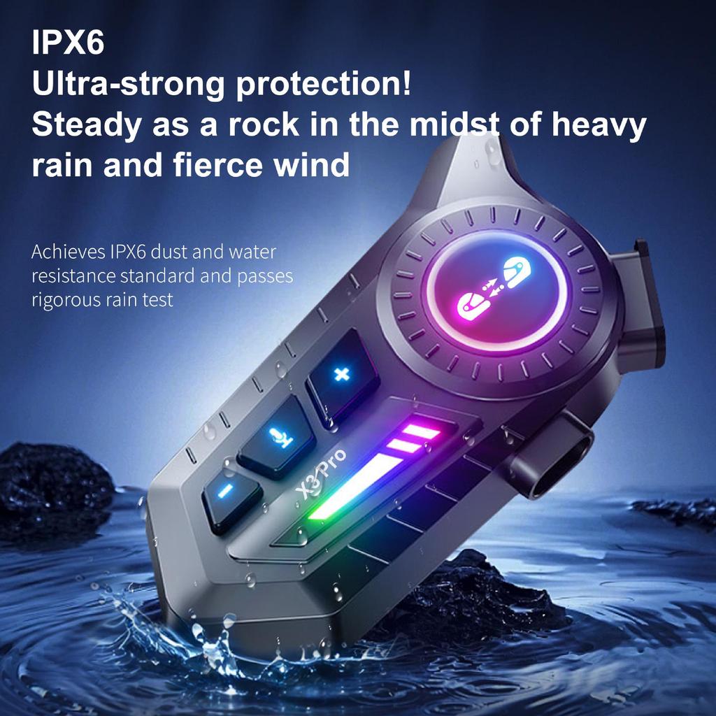 X3 X3PRO Bluetooth Noise-Canceling Motorcycle Helmet Earphones - Waterproof with Long Battery Life.