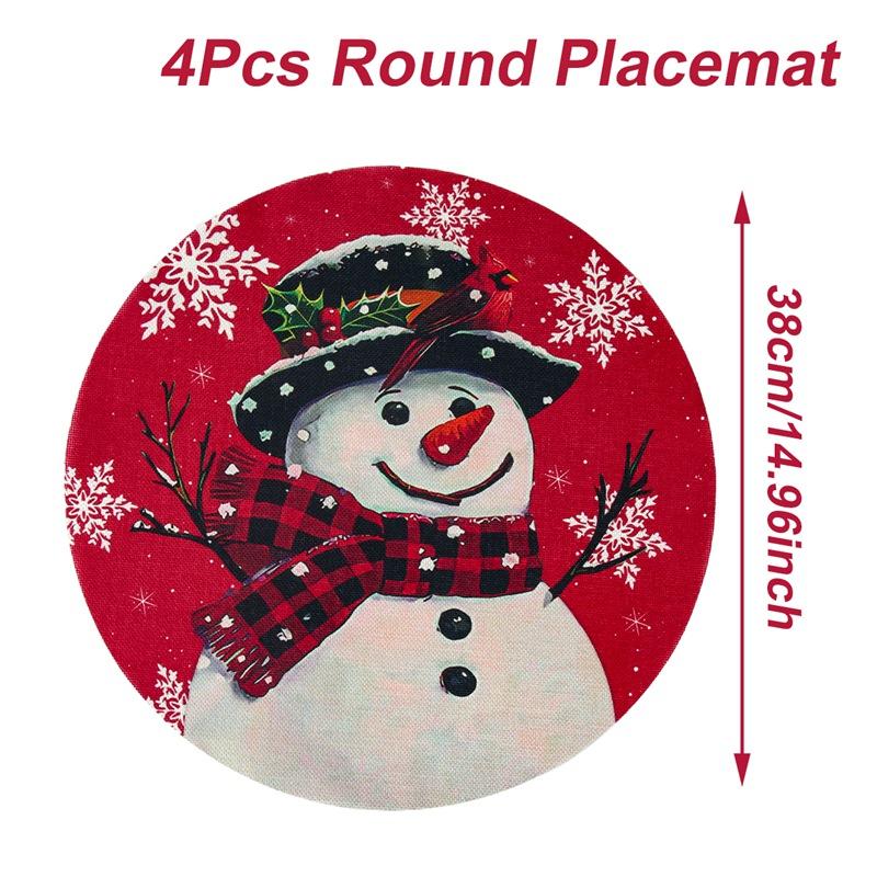 

4pcs Christmas Snowman Placemat Merry Christmas Party Decoration 2026 Xmas Santa Claus Placemat Navidad Natal New Year Gift 2026