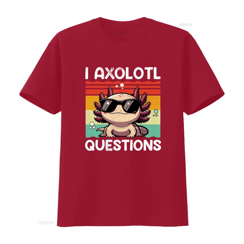 Retro Vintage I Axolotl Questions T Shirt for Adults Youth Kids Cool Salamander Design Vintage Washed Fashion Graphic