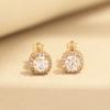 Classic Versatile Stone Set Rose Gold Princess Square Earrings Gold Plated Fashion No Pierced Earrings Geometric Earrings Women's