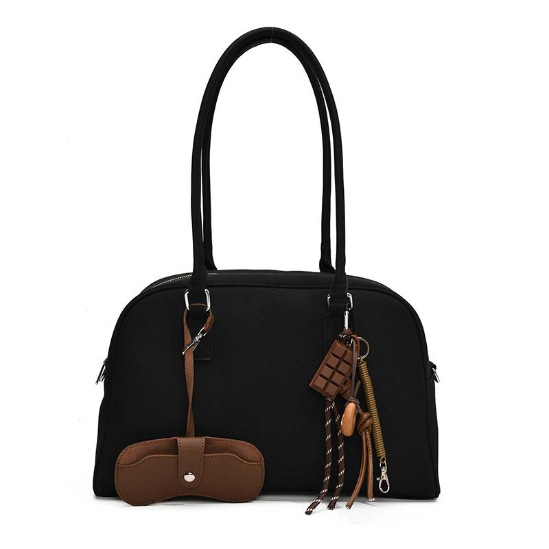 

Big Size Women Bowling Bags Suede Pure Color Large Capacity Shoulder Crossbody Bag With Lg Strap 2026 Luxury Designer Handbags 40x25x13cm чёрный