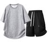 Trendy Men's Round Neck Plus Size T-Shirt & Shorts Set - Casual, Loose, Breathable Two-Piece.