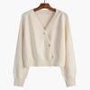 Women Sweater Cardigan Knitted Vneck Diagonal Button Autumn And Spring Solid Long Sleeve Loose Sweater Cardigan Female Top