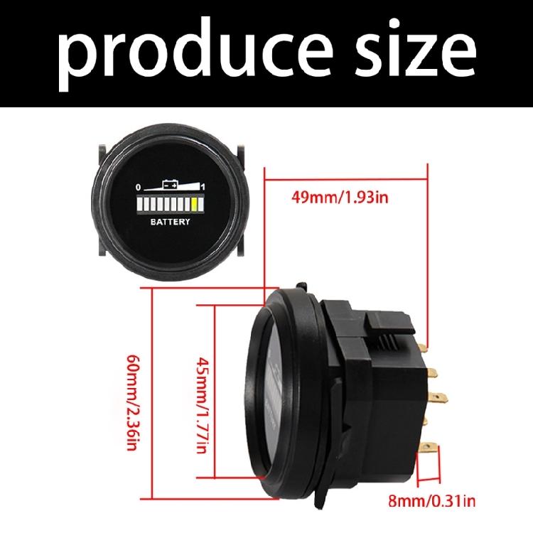 Industrial Grade Waterproof Battery Capacity Meter Charge Discharge Indicator for Golf Cart Forklift Truck Motorcycle