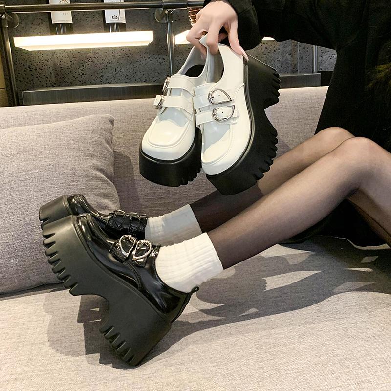 Fashion 8.5cm Women Loafers Shoes Flats Chunky Leather Shoes Woman Spring New 2025 Trend Fashion Casual Goth Cozy Zapatos De Mujer