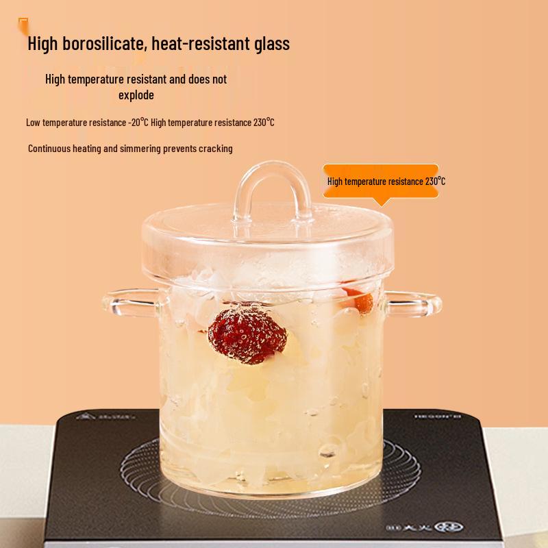 Borosilicate Glass Stew Pot & Bowl for Steamed Eggs and Soup.