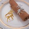 Christmas Table Settings Deer Napkin Ring, Faceted Metal Elk Holder, Reusable Thanksgiving Dinner Decorations Ring for Xmas Holiday Wedding Receptions