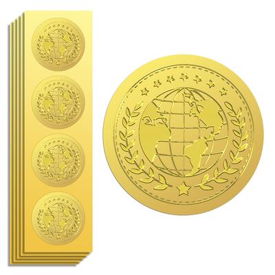25sheets Plastic Self Adhesive Golden Foil Embossed Stickers Medal Decoration Sticker Globe 5x5cm 4pcs/sheet