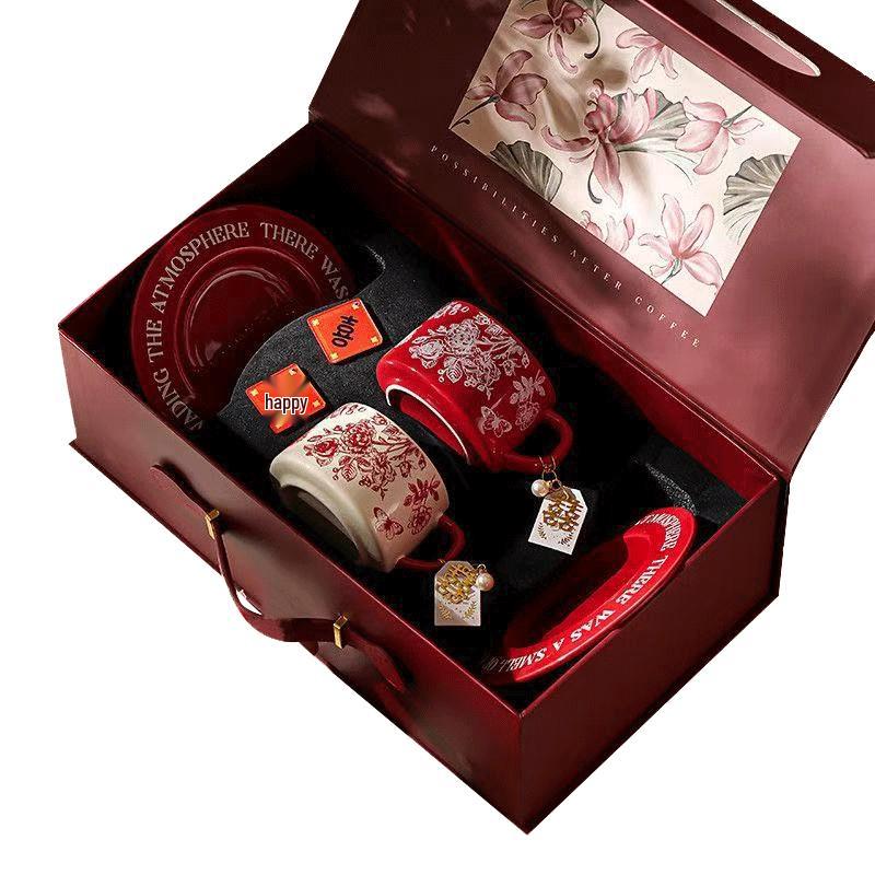 

Jiason Rose Ceramic Couple Coffee Cup & Saucer Gift Set