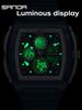 SANDA SD3391 Men Quartz Watch Chronograph Digital Watch Dual Display Outdoor Military Sport LED Luminous Clock