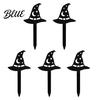 Witch Hat Flower Pot Decor 5Pcs Halloween Planter Stakes, Acrylic Garden Sign for Outdoor Yard Lawn Backyard, Unique Gifts Gardeners Ghost House Black