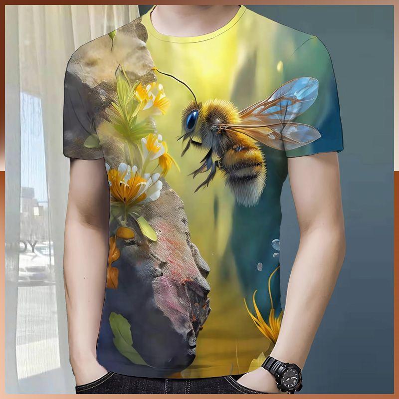 Men's Short Sleeved T-shirt Summer Hot Item Insect Butterfly Series High-end Digital 3D Printed Pattern 3D Three-dimensional Top