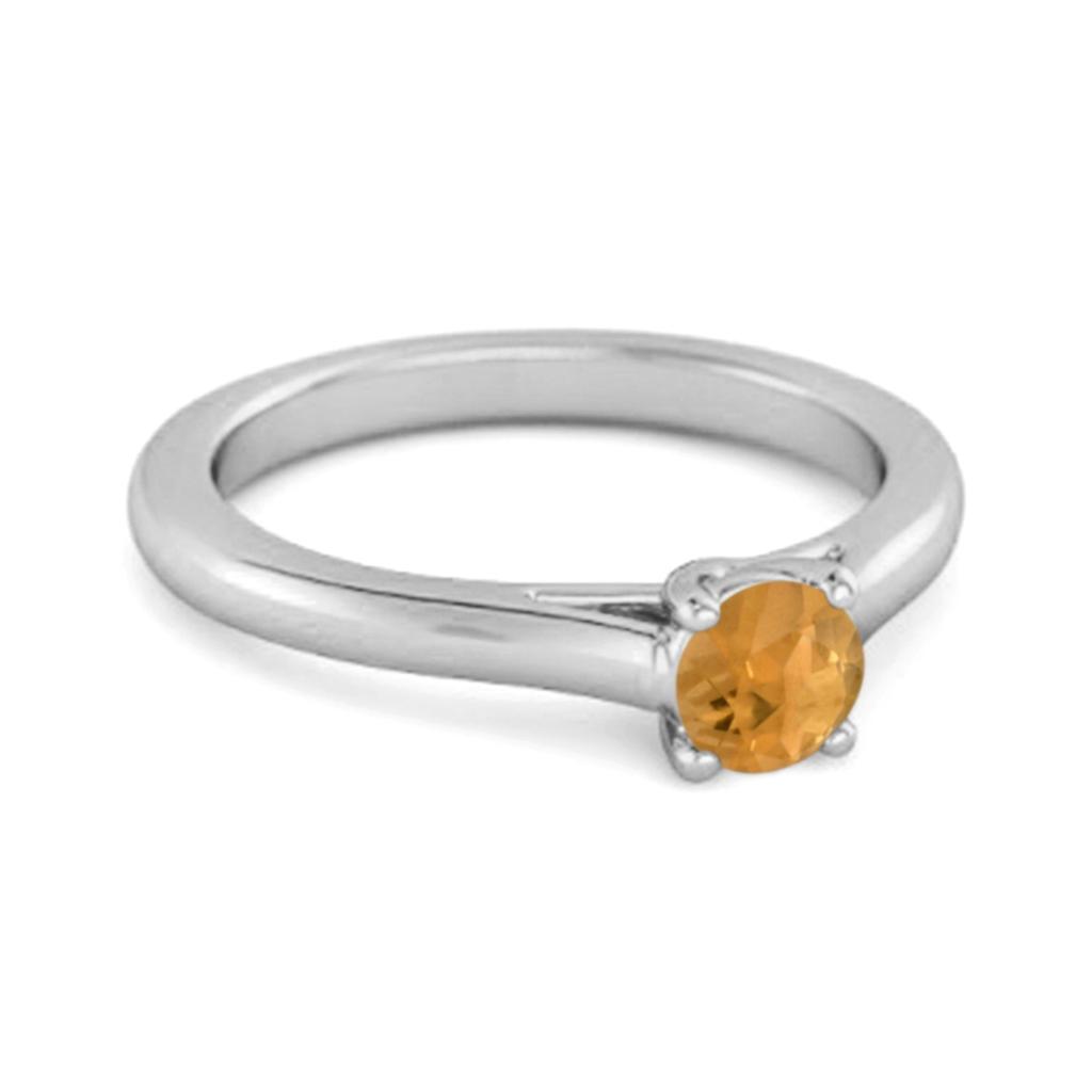 Solitaire Round Cut Citrine 925 Sterling Silver Promise Ring