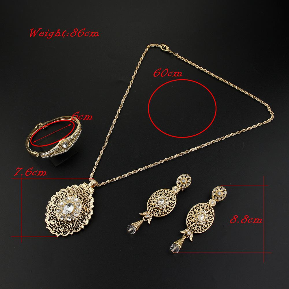 Elegent Bride Jewelry Sets Round Crystal Drop Earring Charm Necklace Crown Bracelet Accessories