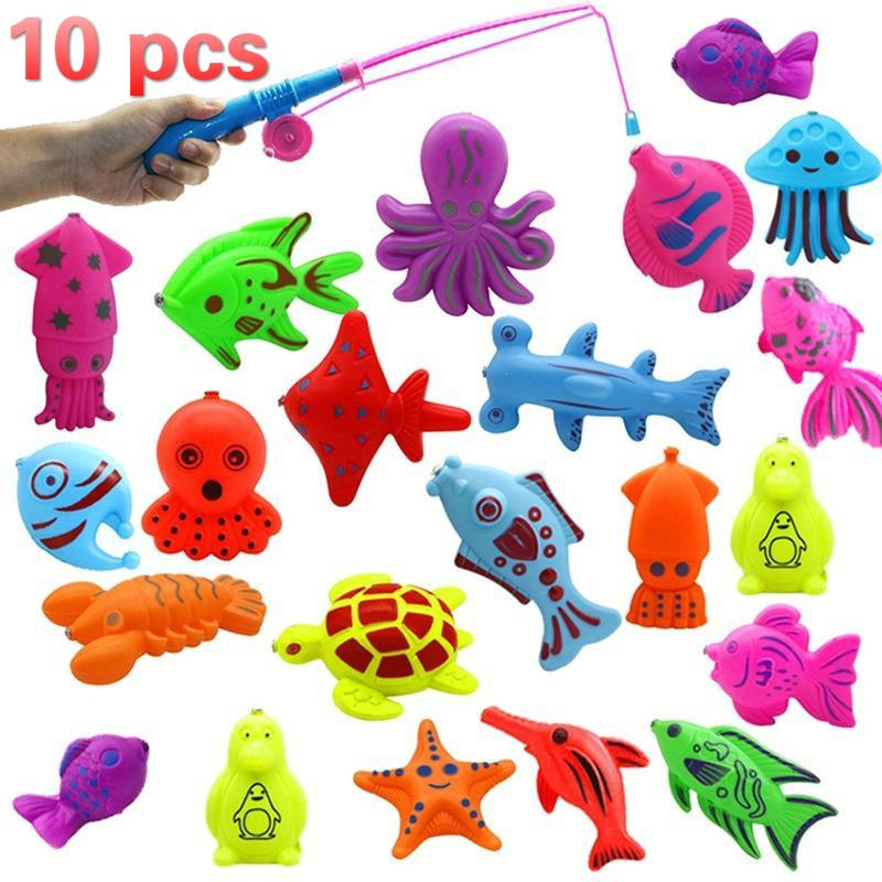 5 Pcs Fishing Toy Fish Rod Kids Toddler Children Play Bath Magnetic Game Toys